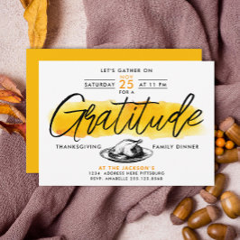 Tacksamhet Kalkon Thanksgiving Middag Vattenfärg Inbjudningar