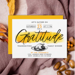 Tacksamhet Kalkon Thanksgiving Middag Vattenfärg Inbjudningar