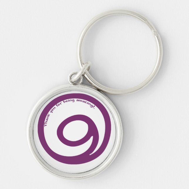 Tacksamhet Keychain Rund Silverfärgad Nyckelring (Framsidan)