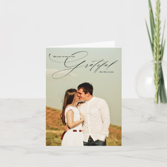 Tacksamhet Modern kalligrafi Högtids Fotokort Helgkort (Framsida)