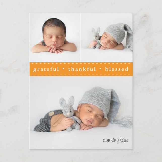 tacksamma foton av bläddrade Thanksgivingar Helg Vykort (Framsida)