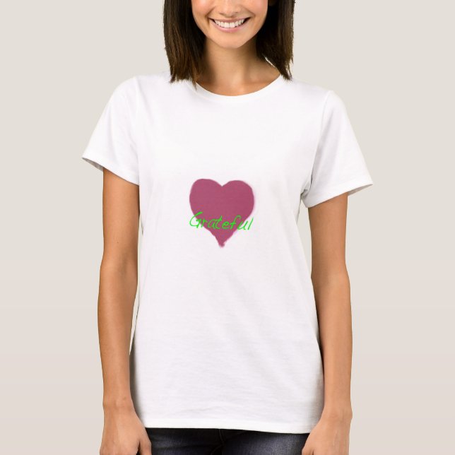 Tacksamma hjärtakvinna långa muff tshirt tee (Framsida)