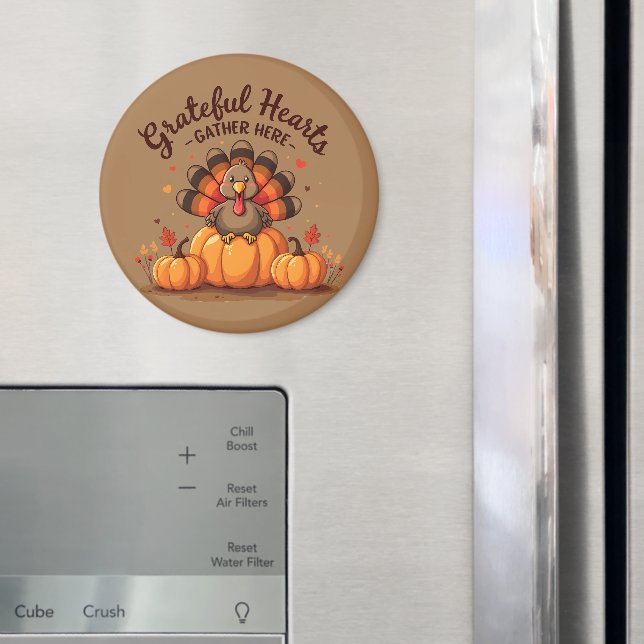 Tacksamma Hjärtan Thanksgiving Kalkon Magnet (In Situ (Fridge))