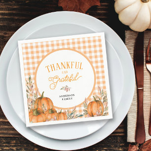 Tacksamma Tackska Pumpor Rutig Thanksgiving Pappersservett