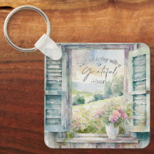 Tacksamt hjärta akvarell blommig fönster 