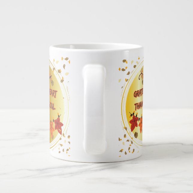 Tacksamt Hjärta Tacksam Själ  Jumbo Mugg (Baksidan)