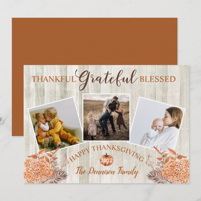 tacksamt tacksamt välsignat blankt foto från happy julkort (Fram/baksida)