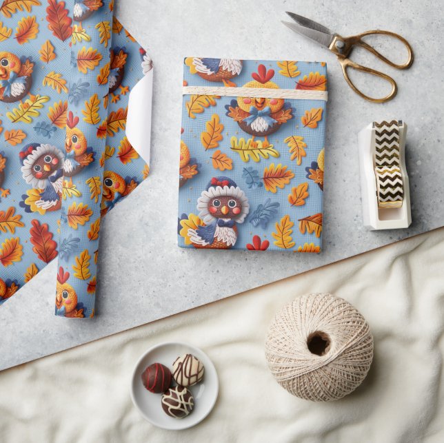 Tacksgiving-babykalkon och kycklingar  presentpapper (Hantverk)