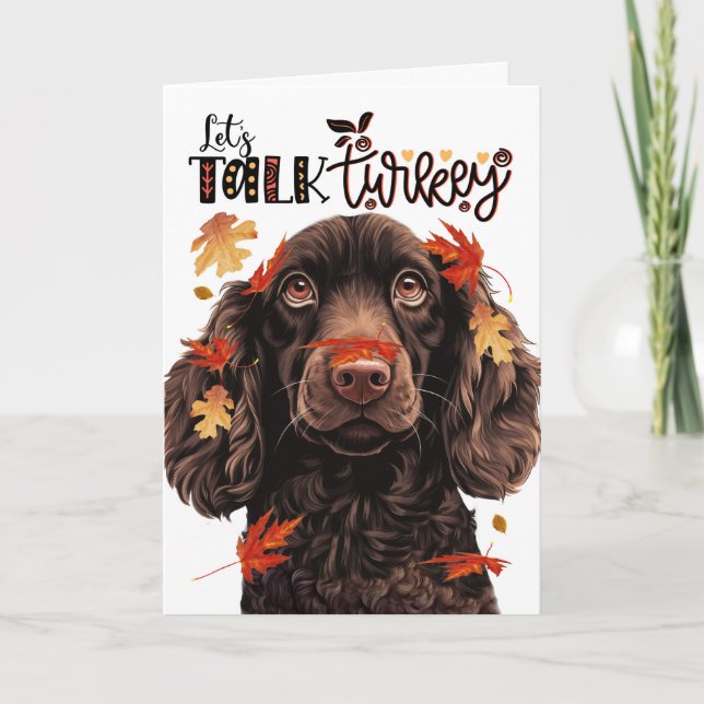 Tacksgiving Boykin Spaniel Hund Låt Oss Prata Kalk Helgkort (Framsida)