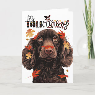 Tacksgiving Boykin Spaniel Hund Låt Oss Prata Kalk Helgkort