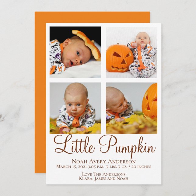 Tacksgiving Foto Födelseannons Inbjudningar (Fram/baksida)