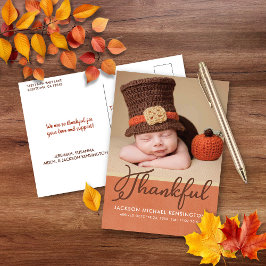 Tacksgiving Höst Bebis Födelse Foto Meddelande Vykort