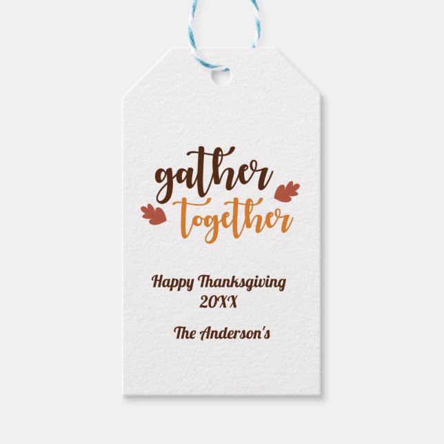 Tacksgiving höstfärger samlas  presentetikett (Framsidan)