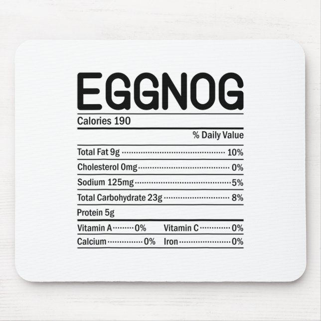 Tacksgiving jul mat fakta Eggnog näringsinnehåll Musmatta (Framsidan)