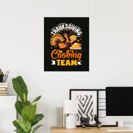 Tacksgiving Matlagningsteam Roligt Höst Middag Poster