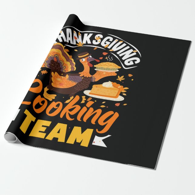 Tacksgiving Matlagningsteam Roligt Höstmiddag Presentpapper (Utrullad)