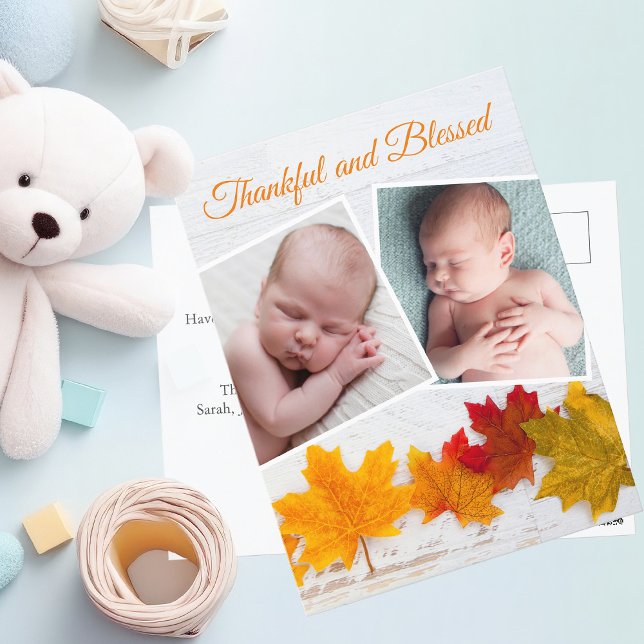 Tacksgiving Nyfödd Foto Höst Baby Annonsering Vykort (Skapare uppladdad)