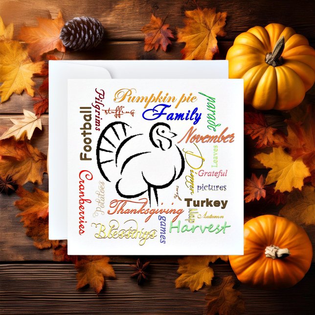 Tacksgiving-ord anpassade julkort (Skapare uppladdad)