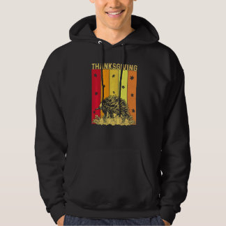 Tacksgiving Retro-Echidna Matchande Familj-Pyjamas Hoodie