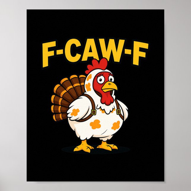 Tacksgiving Rolig Kyckling Kalkon Kostym Poster (Framsidan)