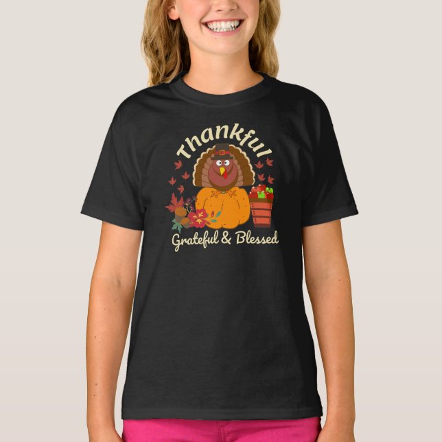 Tacksgiving Tacksam Turk T-Shirt (Framsida)