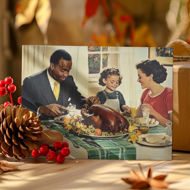 Tacksgiving Vintage Kalkon Familjemiddag Vykort (Skapare uppladdad)