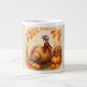 Tacksgiving, Vintage Kalkon Glad Thanksgiving Jumbo Mugg