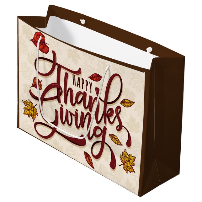 Tacksgivingdagen (A digital illustration of "Happy Thanksgiving" in a festive, autumnal style.)