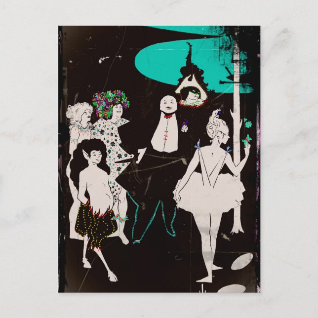 Täckstycke med Faun och Ballerina Vykort (Framsida)