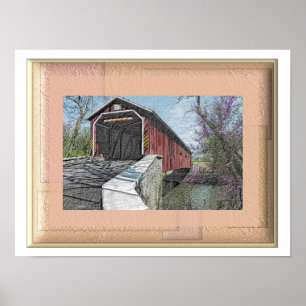 Täckt Bridge - Lancaster PA - konstnärlig utskrift Poster
