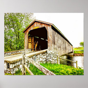 Täckt Bridge Lancaster Pennsylvania Poster