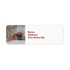 Täckt Bridge Red Snö Photo Returadress Etikett
