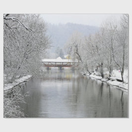 Täckt Bridge Snö-foto Presentpapper