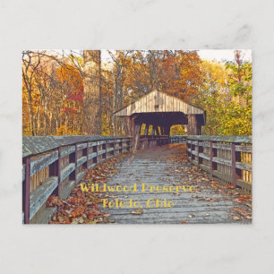 "Täckt bron på Wildwood Preserve in Autumn" Vykort