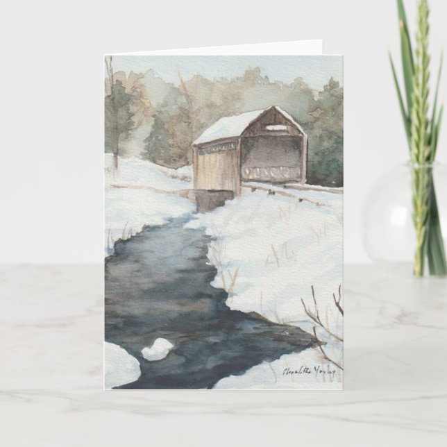 Täckt brygga i snö Art Note Card Tack Kort (Framsida)