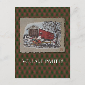 Täckt brygga och sleigh inbjudningar