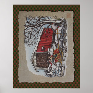 Täckt brygga och sleigh poster