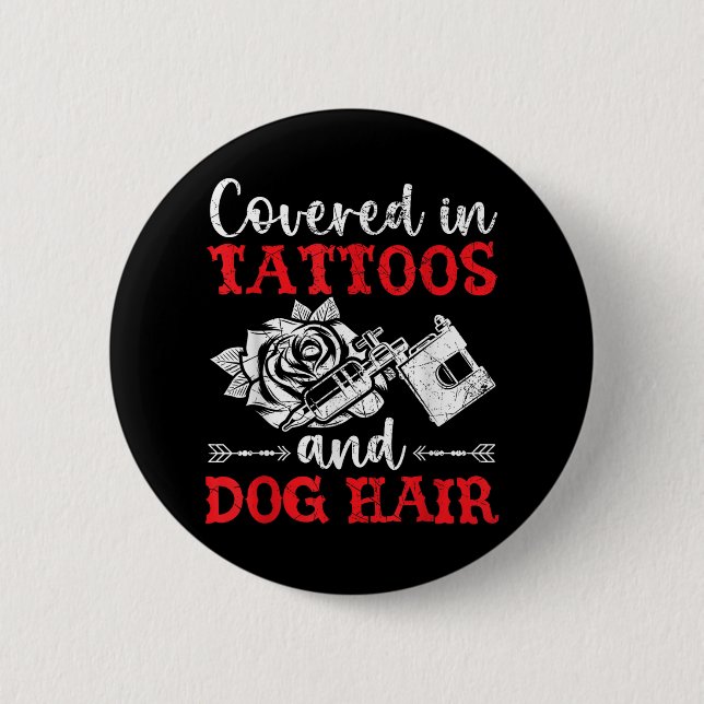 Täckt med tatueringar och Hund HH-tatuering p Knapp (Framsida)