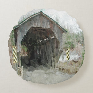 Täckt träbrygga rund kudde