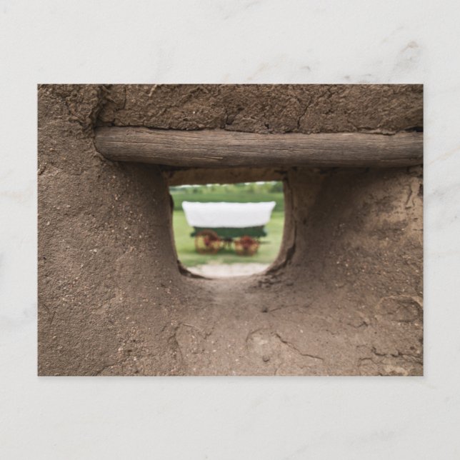 Täckt vagnsvy från Bents gamla Fort Vykort (Framsida)