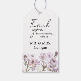 Tacktagg - Mauve Akvarellblomma Presentetikett