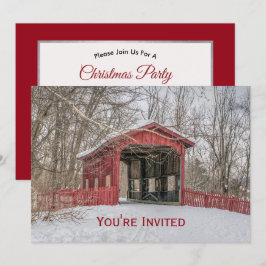 Täckte Bridge Red Snö Photo-jul Inbjudningar