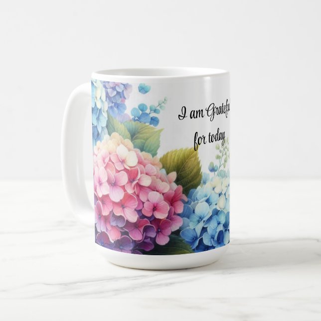 Tackvattenfärg Hydrangeas Kaffe kopp (Framsida vänster)