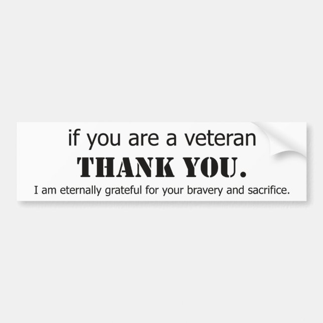Tackveteran. Veteranappreciation. Bildekal (Framsidan)