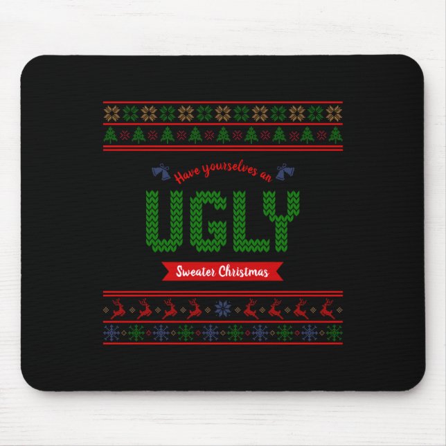 Tacky Christmas Nordic Knit Pattern Red Green Ugly Musmatta (Framsidan)