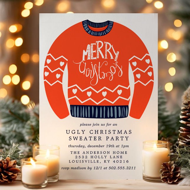 Tacky God jul Ugly jul Sweater Party Inbjudningar (Skapare uppladdad)