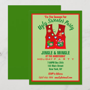 Tacky jul Ljus Ugly Sweater Party Inbjudningar