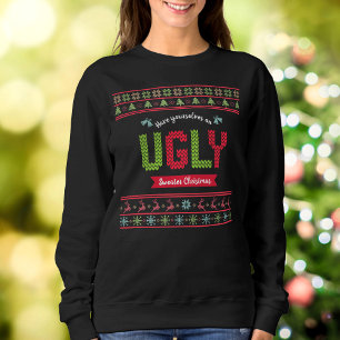 Tacky jul Nordic Red Grönt Sticka Mönster Ugly T Shirt