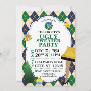 Tacky julpartyinbjudan (marin/grönt) inbjudningar
