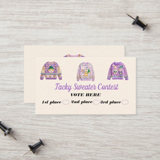 Tacky Sweater Contest Voting Cards (Fram/Back In Situ)